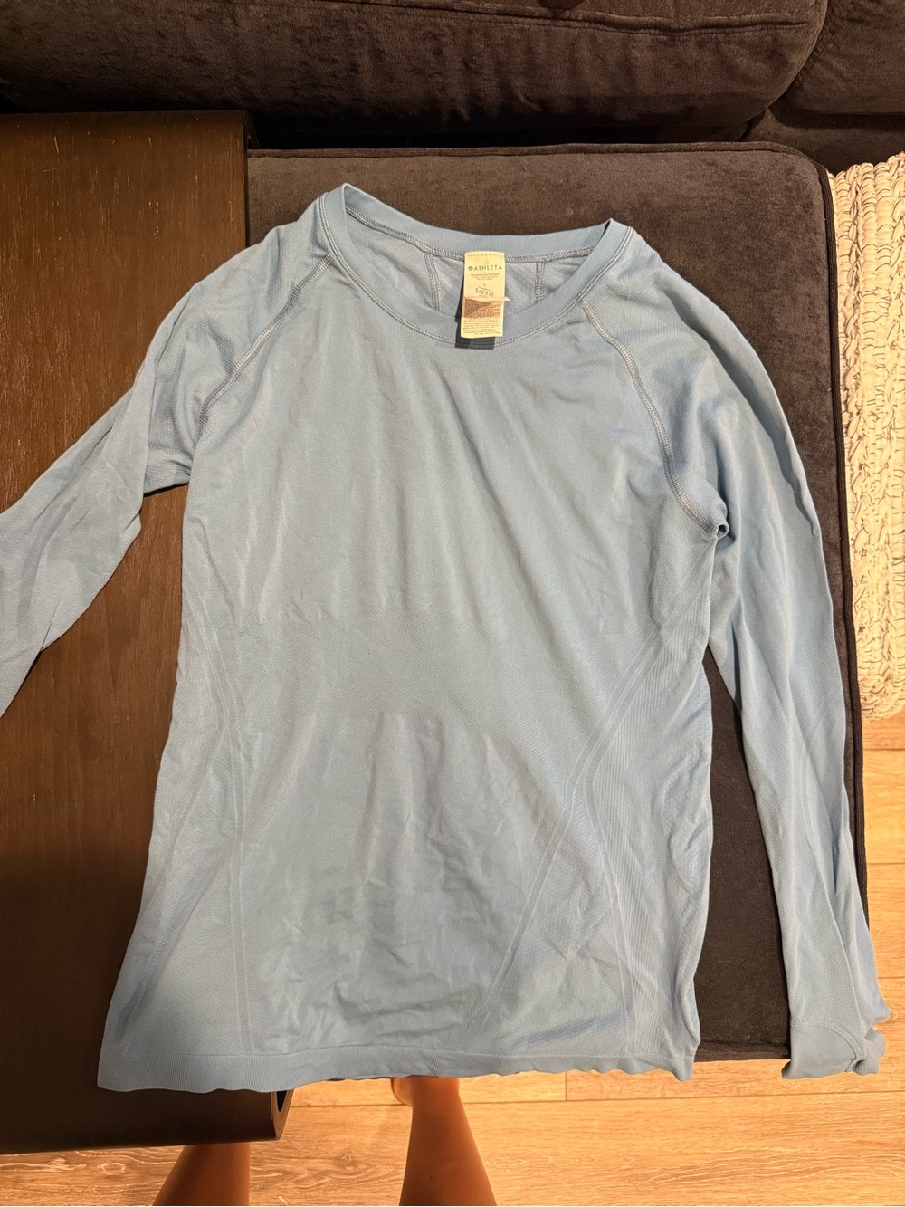 Athleta women’s Long-Sleeve Crew in Pale Blue